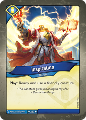 Inspiration, a KeyForge card illustrated by Konstantin Turovec
