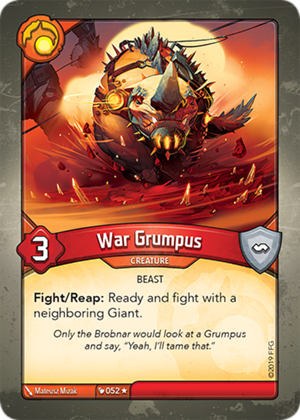 War Grumpus, a KeyForge card illustrated by Matthew Mizak