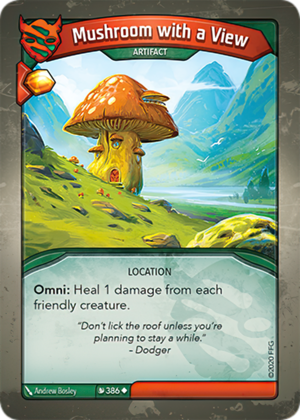 Mushroom with a View, a KeyForge card illustrated by Andrew Bosley