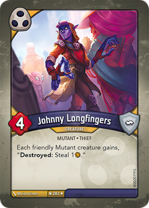 Johnny Longfingers, a KeyForge card illustrated by Mariana Ennes