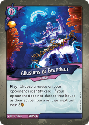Allusions of Grandeur, a KeyForge card illustrated by Diego Gisbert