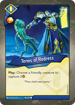 Terms of Redress, a KeyForge card illustrated by Gong Studios