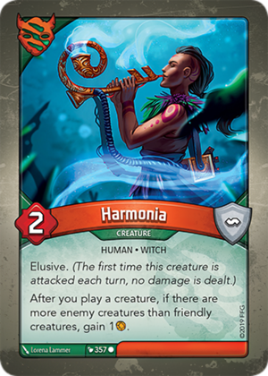 Harmonia, a KeyForge card illustrated by Lorena Lammer