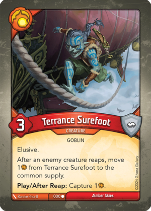 Terrance Surefoot, a KeyForge card illustrated by Ronnie Price II