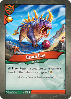 Beach Day, a KeyForge card illustrated by Adam Vehige