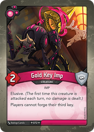 Gold Key Imp, a KeyForge card illustrated by Rodrigo Camilo