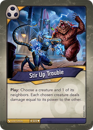 Stir Up Trouble, a KeyForge card illustrated by Lucas Firmino