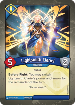 Lightsmith Clariel, a KeyForge card illustrated by Radial Studio