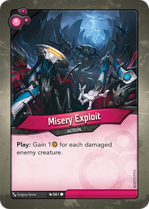 Misery Exploit, a KeyForge card illustrated by Grigory Serov