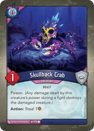 Skullback Crab, a KeyForge card illustrated by Roman Semenenko