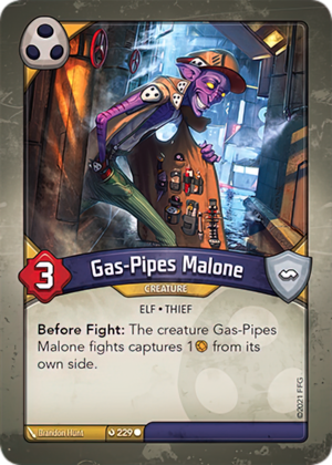Gas-Pipes Malone, a KeyForge card illustrated by Brandon Hunt