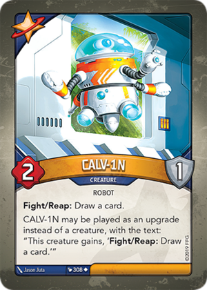 CALV-1N, a KeyForge card illustrated by Jason Juta