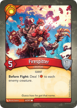 Firespitter, a KeyForge card illustrated by Nicola Saviori