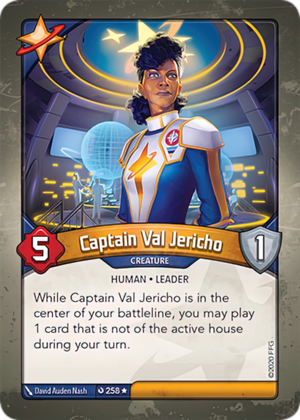 Captain Val Jericho, a KeyForge card illustrated by David Auden Nash