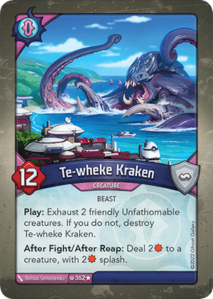 Te-wheke Kraken, a KeyForge card illustrated by Roman Semenenko