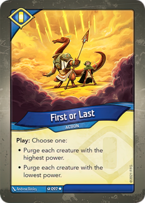 First or Last, a KeyForge card illustrated by Andrew Bosley