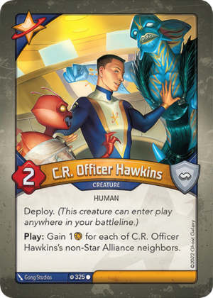 C.R. Officer Hawkins, a KeyForge card illustrated by Gong Studios