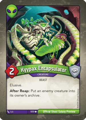 Kyypax Encapsulator, a KeyForge card illustrated by Djib