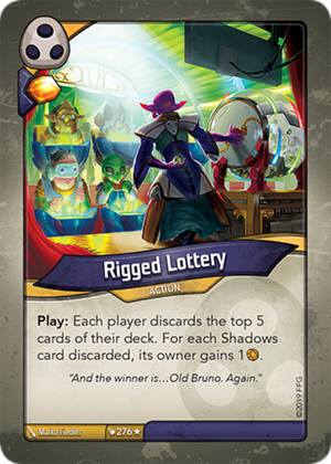 Rigged Lottery, a KeyForge card illustrated by Marko Fiedler