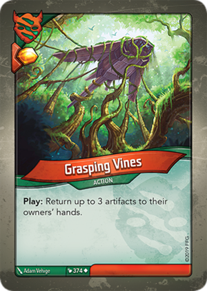 Grasping Vines, a KeyForge card illustrated by Adam Vehige