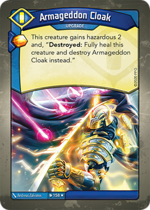 Armageddon Cloak, a KeyForge card illustrated by Andreas Zafiratos