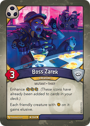 Boss Zarek, a KeyForge card illustrated by Brandon Hunt