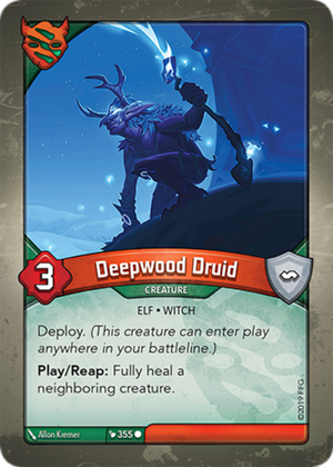 Deepwood Druid, a KeyForge card illustrated by Allon Kremer