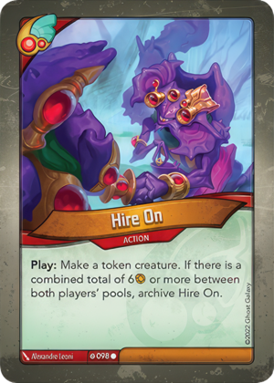 Hire On, a KeyForge card illustrated by Alexandre Leoni