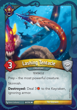 Lashing Tentacle, a KeyForge card illustrated by Kevin Sidharta