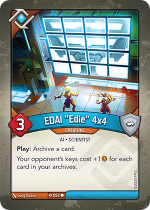 EDAI “Edie” 4x4, a KeyForge card illustrated by Gong Studios