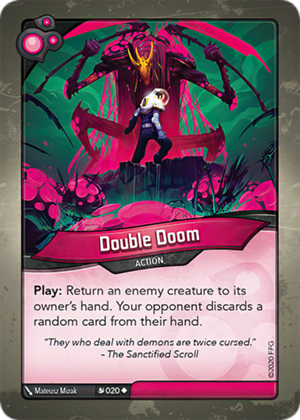 Double Doom, a KeyForge card illustrated by Matthew Mizak