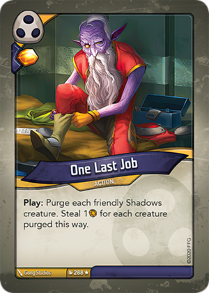 One Last Job, a KeyForge card illustrated by Gong Studios