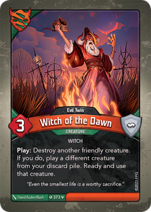 Witch of the Dawn (Evil Twin), a KeyForge card illustrated by David Auden Nash