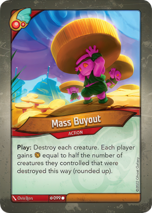 Mass Buyout, a KeyForge card illustrated by Chris Bjors