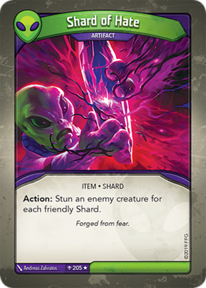 Shard of Hate, a KeyForge card illustrated by Andreas Zafiratos