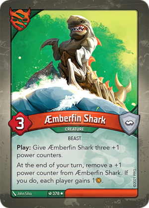 Æmberfin Shark, a KeyForge card illustrated by John Silva