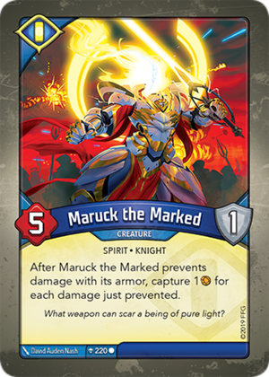 Maruck the Marked, a KeyForge card illustrated by David Auden Nash