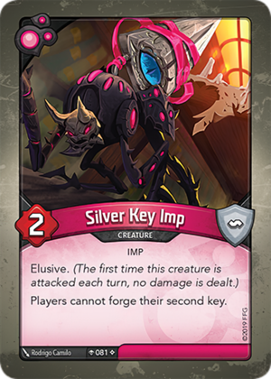 Silver Key Imp, a KeyForge card illustrated by Rodrigo Camilo