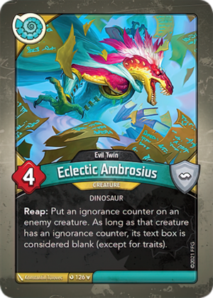 Eclectic Ambrosius (Evil Twin), a KeyForge card illustrated by Konstantin Turovec