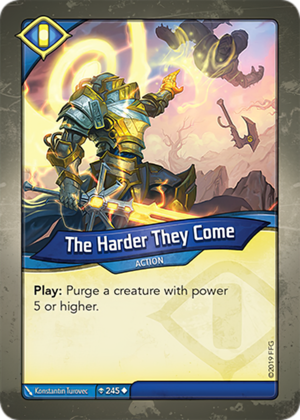 The Harder They Come, a KeyForge card illustrated by Konstantin Turovec