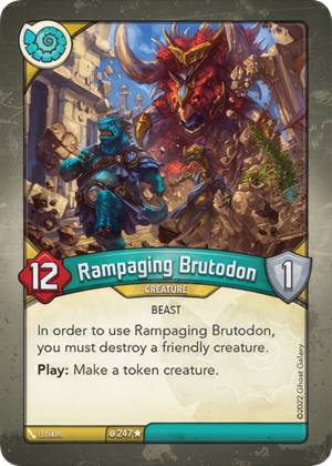 Rampaging Brutodon, a KeyForge card illustrated by Brolken