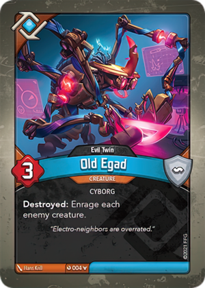 Old Egad (Evil Twin), a KeyForge card illustrated by Hans Krill