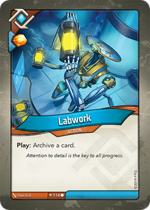 Labwork, a KeyForge card illustrated by Hans Krill