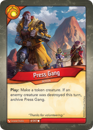 Press Gang, a KeyForge card illustrated by Caravan Studio