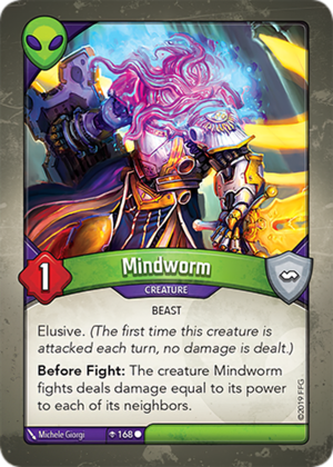 Mindworm, a KeyForge card illustrated by Michele Giorgi