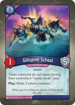 Giltspine School, a KeyForge card illustrated by Radial Studio