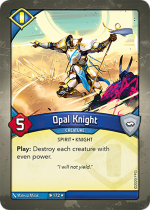 Opal Knight, a KeyForge card illustrated by Matthew Mizak