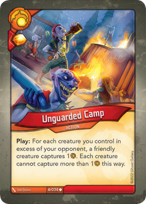 Unguarded Camp, a KeyForge card illustrated by Jon Bosco