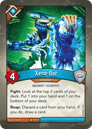 Xeno-Bot, a KeyForge card illustrated by Colin Searle