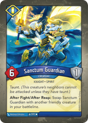 Sanctum Guardian, a KeyForge card illustrated by Andreas Zafiratos